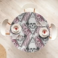 thumbnail image 4 of Ambesonne Skulls and Roses Fitted Round Tablecloth, Rhomboid Gothic, 36"- 40" Diameter, Blush White and Charcoal Grey, 4 of 5