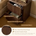 thumbnail image 2 of Fluted Nightstands Set of 2, Wood Night Stand with Charging Station and 2 Storage Drawers, 22.8" Wide Faux Marble Top Bedside Table for Bedroom, Living Room, Walnut, 2 of 8
