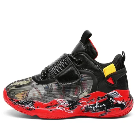 

Kids Basketball Shoes For Autumn & Winter Trend Graffiti Comfortable Running Sneakers For Boys Girls Student