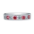 thumbnail image 2 of BERRICLE Sterling Silver Red Channel Set Round Cut Cubic Zirconia CZ Stackable Fashion Anniversary Half Eternity Ring for Women, Rhodium Plated Size 5, 2 of 9