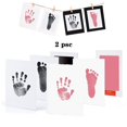 thumbnail image 1 of Juego de huellas y huellas de manos de bebé, almohadillas de tinta, la piel del bebé no entra en contacto con el color, regalo de bautizo para recién nacidos, 2 piezas, negro + rosa brillar Juguete, 1 of 5