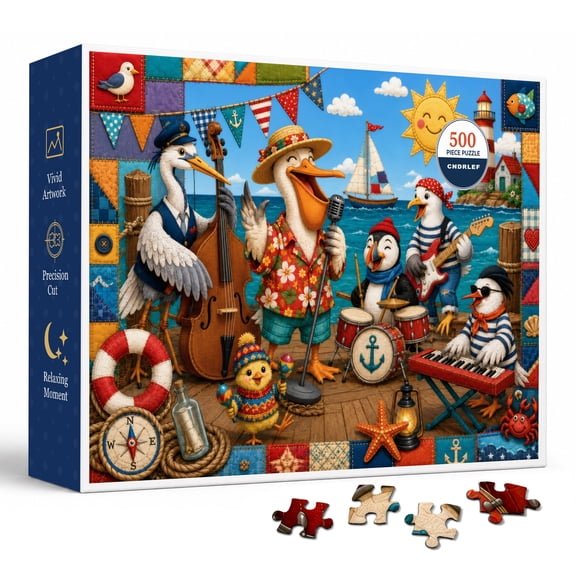 CNDRLEF Seaside Bird Band 500 Pieces Jigsaw Puzzle for Adults, 20.5 x 15 in