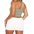 thumbnail image 3 of Women Ribbed Bandeau Tops Solid Color Summer Casual Sleeveless Backless Off-shoulder Crop Tops Streetwear Club Wear, 3 of 4