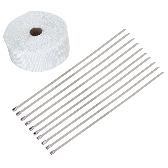 33FT White High Heat Insulation Exhaust Pipe Wrap Tape Cloth for Car Motorcycle