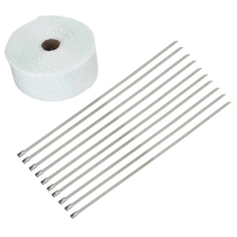 Exhaust Pipe Wrap Exhaust Heat Wrap Heat Insulation Wrap Pipe Wrap Exhaust  Header Pipe Tape 33FT White High Heat Insulation Exhaust Pipe Wrap Tape  Cloth For Car Motorcycle 