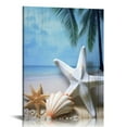 thumbnail image 2 of COMIO Bathroom Blue Ocean Picture Nursery Canvas Wall Art Palm Tree Coastal Conch Seashell Painting Starfish Modern Artwork for Bedroom Living Room Home Office Wall Decor, 2 of 5