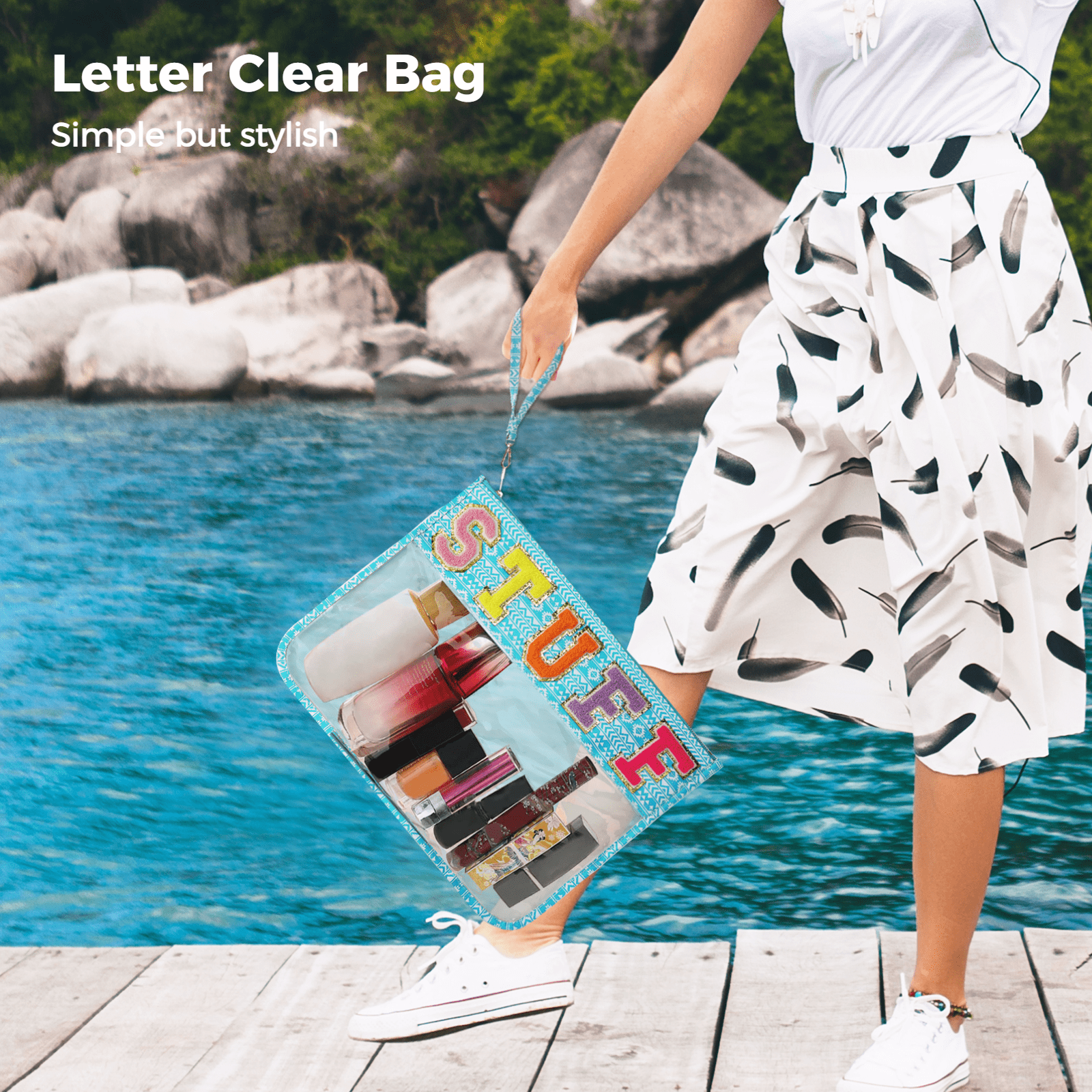 Black Letter Jelly Purse Cute Clear Bag PVC Crossbody Handbags | Baginning