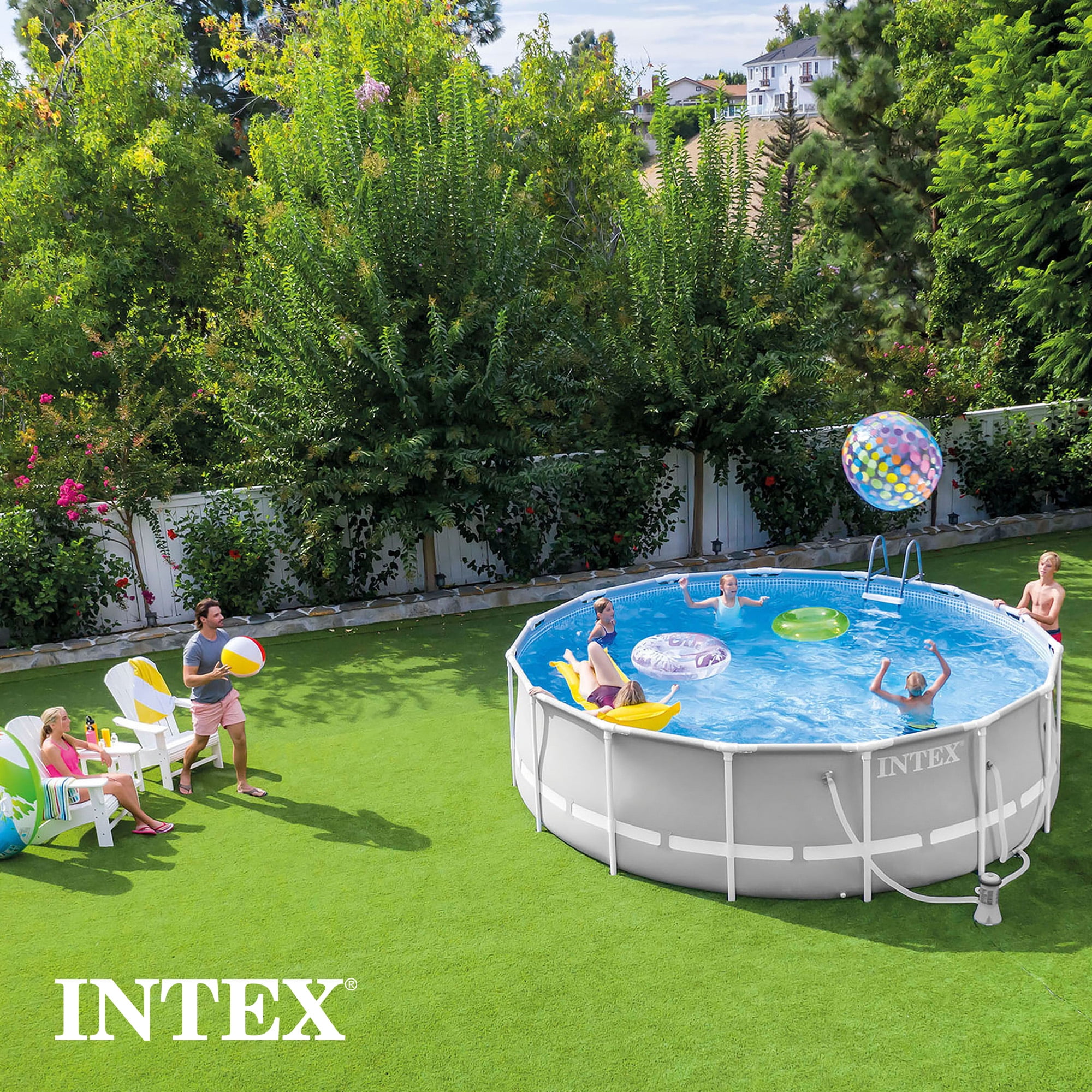 INTEX 10' x 30" Prism Frame Above Ground Swimming Pool and Maintenance Kit