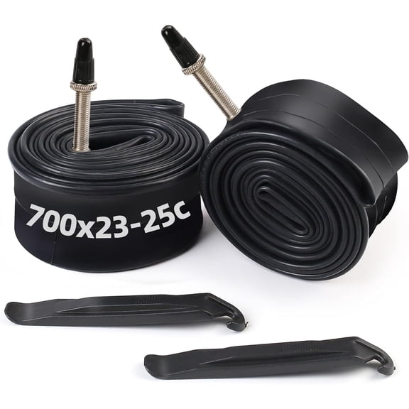 LotFancy 2Pcs 700x23C 700x24C 700x25C Bike Inner Tubes for Mountain Bike, 48mm Presta Valve