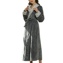 Odeerbi Couple Robes For Men Women Winter Warm Fleece Bathrobe Autumn Open Front Nightgown Gray