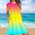 thumbnail image 2 of Sentmoon Robes de Sortie pour Femmes avec Poches Manches Courtes Col Rond Robe Grande Taille 2026 Été Coupe Régulière Extensible Boho Robe Boho pour Femmes pour le Travail et la Fin de Semaine Vert Menthe TTG, 2 of 6