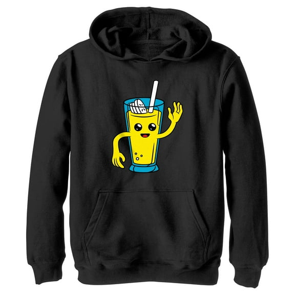Boy's Fortnite Peely Banana Smoothie  Pull Over Hoodie Black Medium