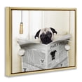thumbnail image 3 of Stupell Industries Pug Reading Newspaper in Bathroom Metallic Gold Framed Floating Canvas Wall Art, 24x30, by In House, 3 of 9
