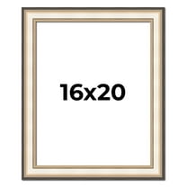 16x20 Frame Gold Silver Plein Aire 2" Inch Wide Moulding Solid Wood Picture Frame | Modena