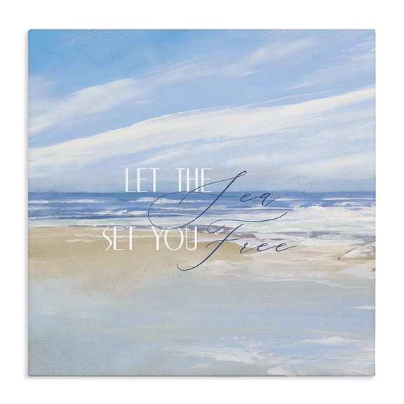 Stupell Industries Coastal Let The Sea Set You Free Phrase Canvas Art, 17 x 17, by Dan Meneely