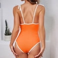 thumbnail image 3 of WREESH Womens One Piece Swimsuits Plus Size Zipper Sports Swimwear Conservative Solid Color Sunscreen Swimwear Diving Suit Surfing Suit Sleeveless Bathing Suits Orange, 3 of 6