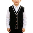 thumbnail image 3 of Crunowin Boys And Girls School Uniform Sweater Vest Button Closure Sleeveless Pullover Casual Cardigan Black Size 10, 3 of 8