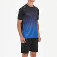 thumbnail image 2 of Men's Workout Outfit Sets Mesh Breathable Quick Dry T-Shirt and Elastic Shorts 2-Piece Running Fitness Exercise Set Gradient Color Athletic Sportswear for Men, 2 of 7
