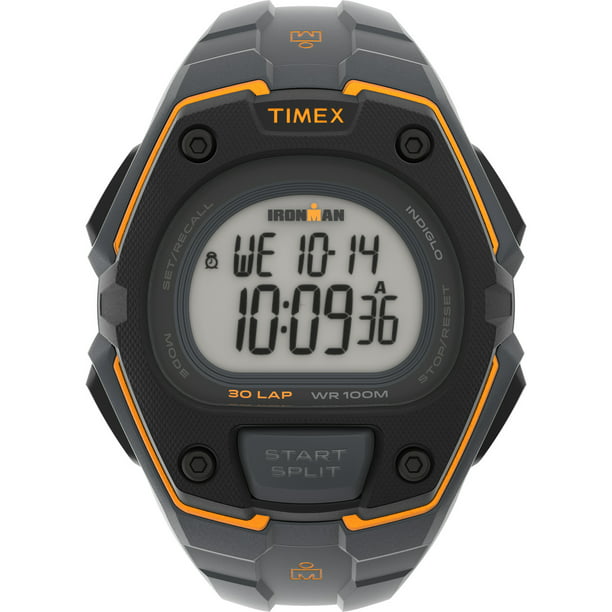TIMEX Men's IRONMAN Classic 30 Oversized Gray/Orange 45mm Sport Watch,  Resin Strap 