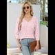 thumbnail image 5 of Blusas de 3/4 con Botones y Cuello en V para Mujer, Ropa Informal de Verano para Vacaciones de Playa, Ropa de Otoño 2025 Estampado Rosa XL, 5 of 7