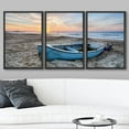 thumbnail image 2 of wall26 Framed Canvas Print Wall Art Set Fishing Boat on Beach Sand at Sunset Nature Wilderness Photography Realism Rustic Colorful Ultra for Living Room, Bedroom, Office - 16"x24"x3 Black, 2 of 5