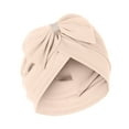 thumbnail image 2 of IROINNID Women's Solid Bowknot India Muslim Ruffle Head Scarf Head-wear Wraps Turbans Beanie Cap Head-wraps,Beige, 2 of 2