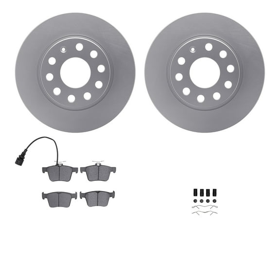 Dynamic Friction Company Rear Geospec Brake Rotors with 5000 Euro Ceramic Brake Pads includes Hardware 4612-74025