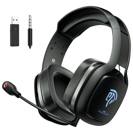Gaming Wireless Headset with Noise Canceling Mic, On Ear Stereo Sound Headphones for PS4, PS5, Switch, PC, Android, IOS, TV Box, 3.5mm Wired Mode for Xbox One