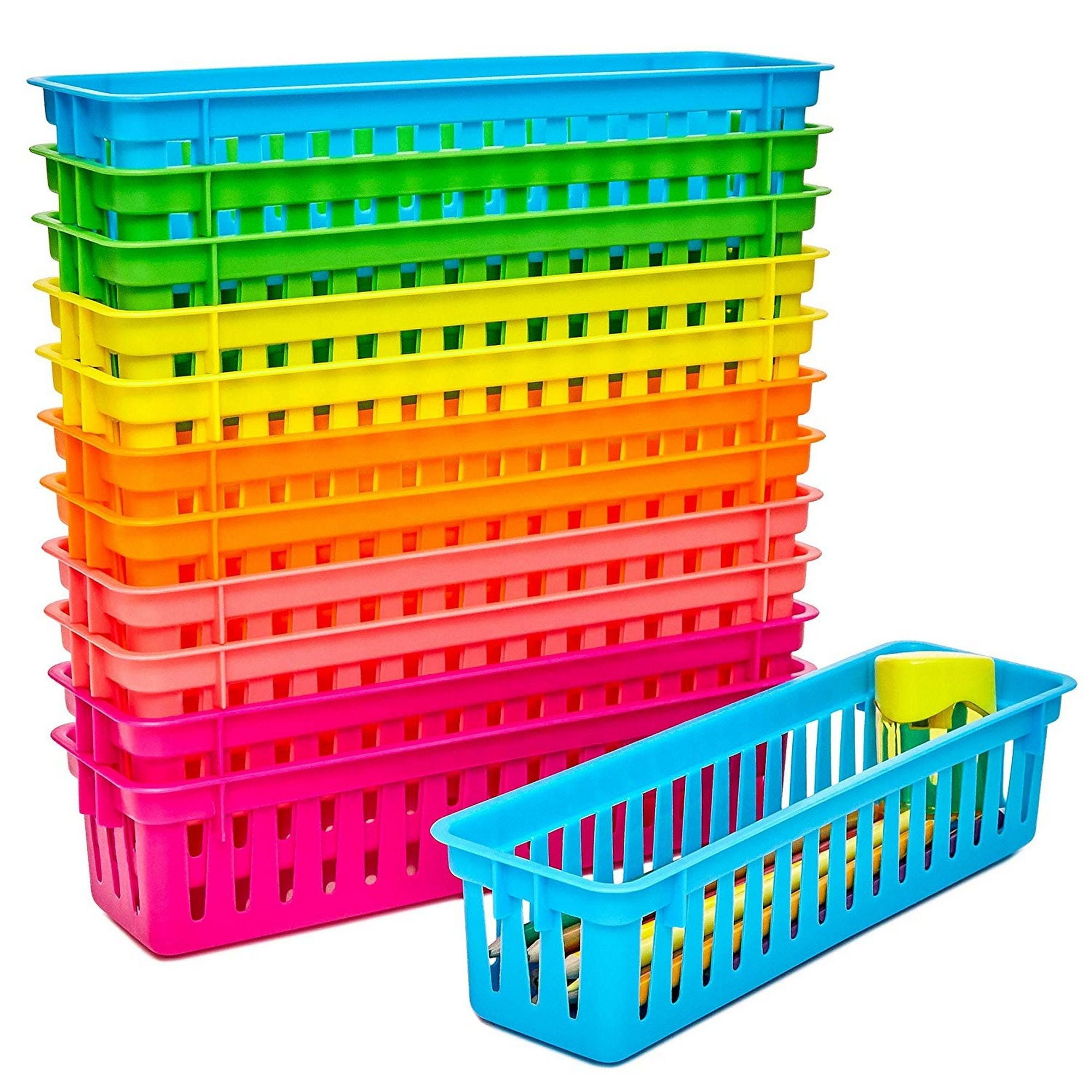12Pack Pen and Pencil Crayon Basket Trays for Classrooms, Assorted