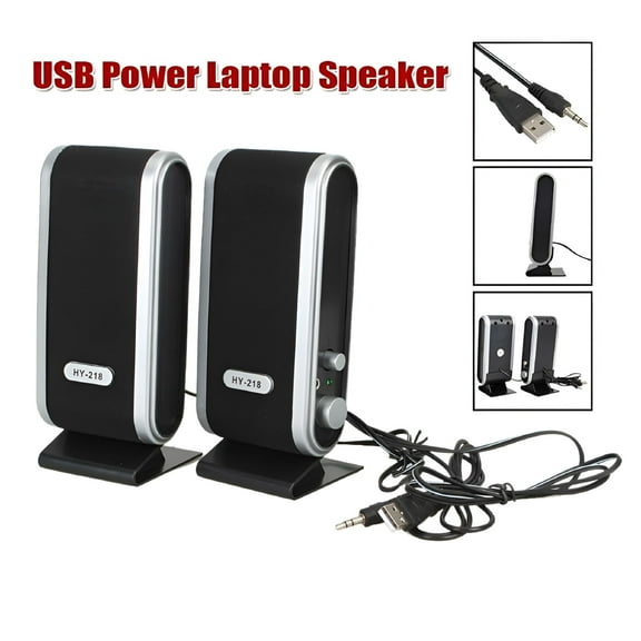 GJX 2 Pcs USB Power Computer Speakers Stereo 3.5mm with Ear Jack for Desktop PC Laptop