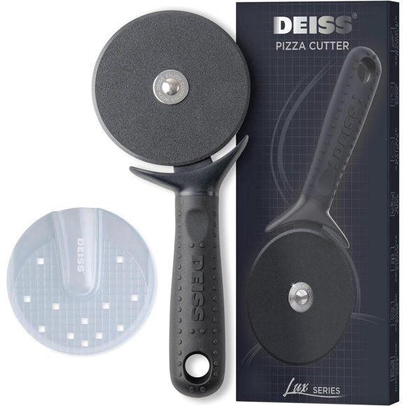 Deiss Lux Heavy Duty Pizza Cutter with Wheel Slicer- Stainless Steel Sharp Smooth Pizza Cutter Wheel with Easy Grip Non-Slip Handle, Dishwasher Safe