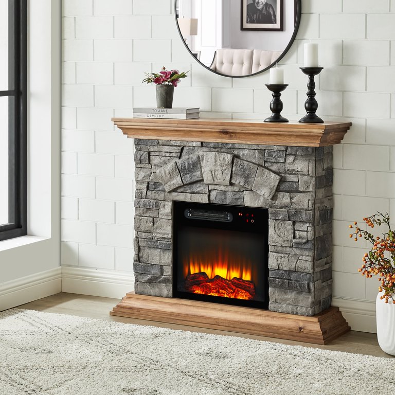 FESTIVO 40 in. Freestanding Electric Fireplace in Tan - Walmart.com
