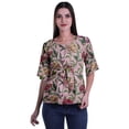 thumbnail image 1 of Moomaya Haut Col Rond Imprimé pour Femme Blouse Manches Coude Tunique Formal Wear, 1 of 5