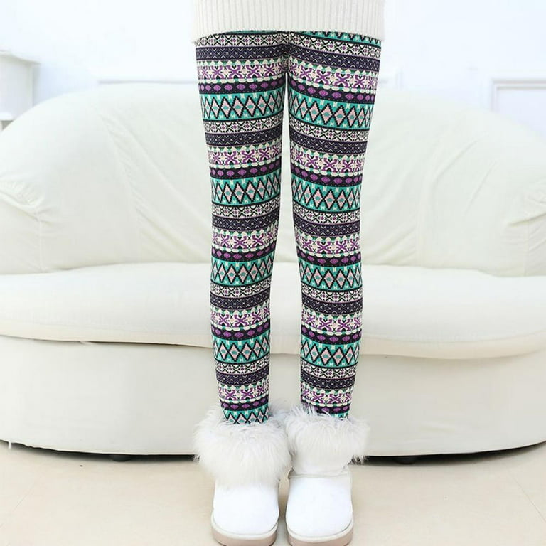 Warm Girls Leggings Fleece Lined Winter Thick Printing Kids Pants for Girls  in 2 -11 Years Fleece Pants Girls 