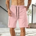 thumbnail image 6 of BLTIBY Mens Casual Shorts Summer Solid Color Elastic Waist Drawstring Beach Short Fashion Workwear Cargo Short Pants with Pockets 2025 Pink L, 6 of 8