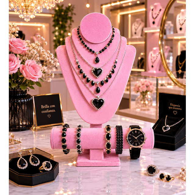 Exhibidor Collar Triple Con Soporte Para Pulsera Y Reloj Joyería