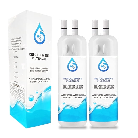EDR1RXD1 W10295370A Water Filter 1 Replacement Compatible with Refrigerator Everydrop 1 P8RFWB2L P4RFWB 46-9081 46-9930 W10295370 P8WB2L P5WB2L Ice Filters, 2-Pack