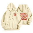 thumbnail image 2 of Rbaofujie Chandails pour Femmes Imprimé Lettre Manches Longues Automne et Hiver Mode Ample Chandail à Capuche Beige Graphique, 2 of 4