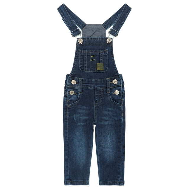 KIDSCOOL SPACE Baby Little Girls Denim Overalls,Toddler Boys Adjustable Jeans Workwear