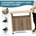 thumbnail image 2 of Outdoor Indoor Storage Cabinet with Rolling Wheels, Patio Serving Cart with Bar Table and Wicker Cabinet, Kitchen Island Prep Table, Beige, 2 of 14