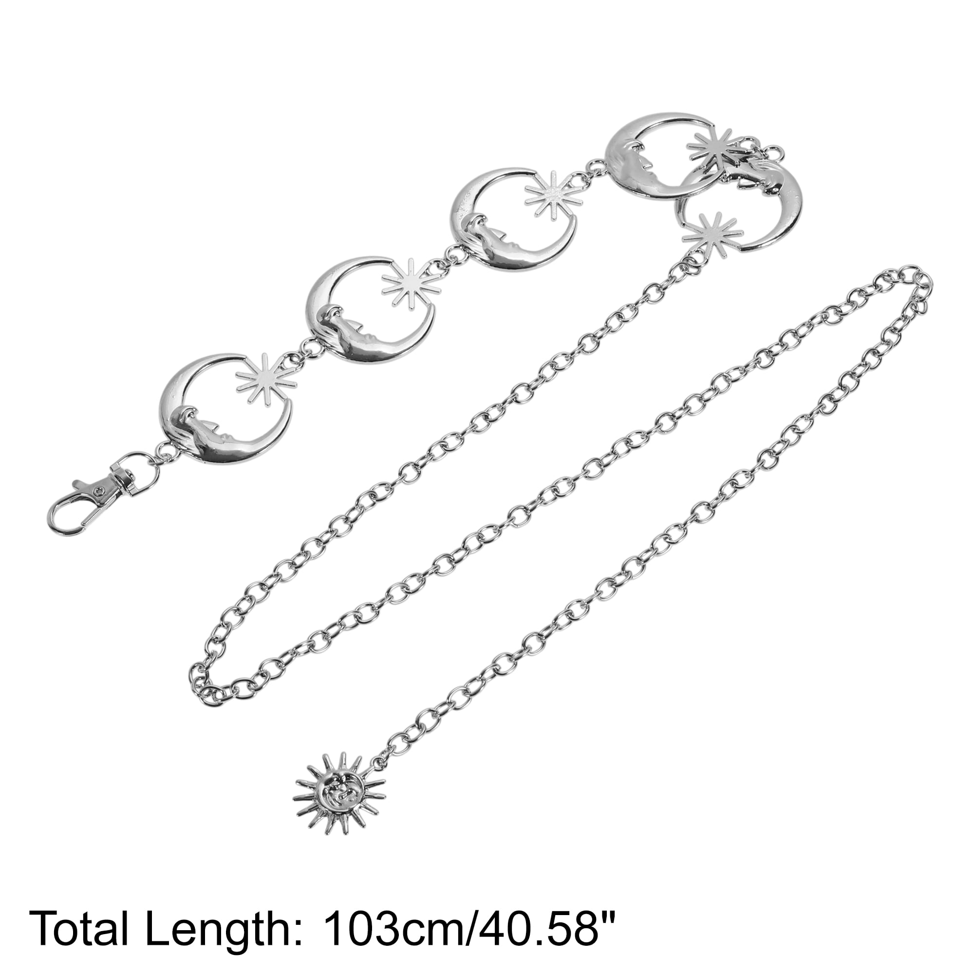 Unique Bargains Moon Pendant Adjustable Waist Belt for Fashionable Styling Silver Tone