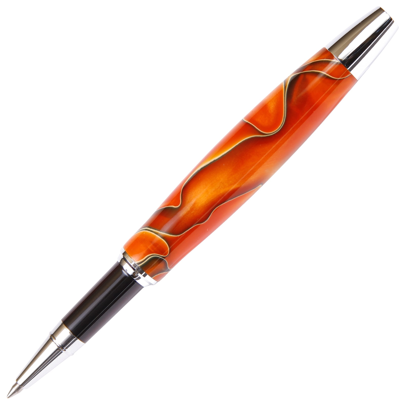 Orange & Black Marbleized Gloss Body, Tuscany Rollerball Pen (Black Ink, Medium Tip 0.7 MM)