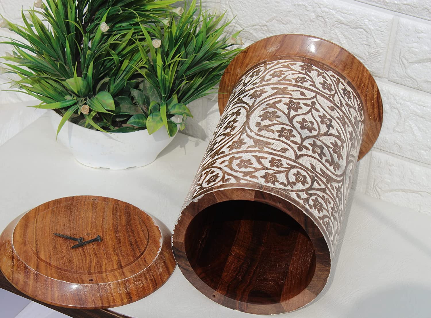 Wooden cremation urn  for human ashes | cremation box | carving wooden urn | carved boxes(small-wooden)