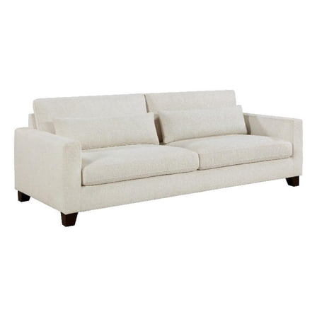 Bior Sofa- 2 Lumbar Pillows- Ivory Fabric- 89 Inch- Modern Design