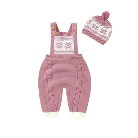 

Newborn Outfits Baby Girl Winter Baby Autumn Winter Christmas Jumpsuit Baby Knitted Bodysuit Climbing Suit And Hat Set Baby Girl Halloween Outfit 3-6 Months