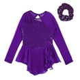 thumbnail image 4 of Yanarno Robe de Patinage Artistique à Sequins pour Filles Robe de Danse Lyrique en Maille Jupe de Gym Violette 10, 4 of 7