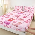 thumbnail image 4 of jejeloiu Pink Cowgirl Disco Full Size Sheets Kids,Retro Western Print Bed Sheets,4-Piece, 4 of 6