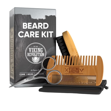 Viking Revolution Beard Care Kit with Comb, Scissors & Brush