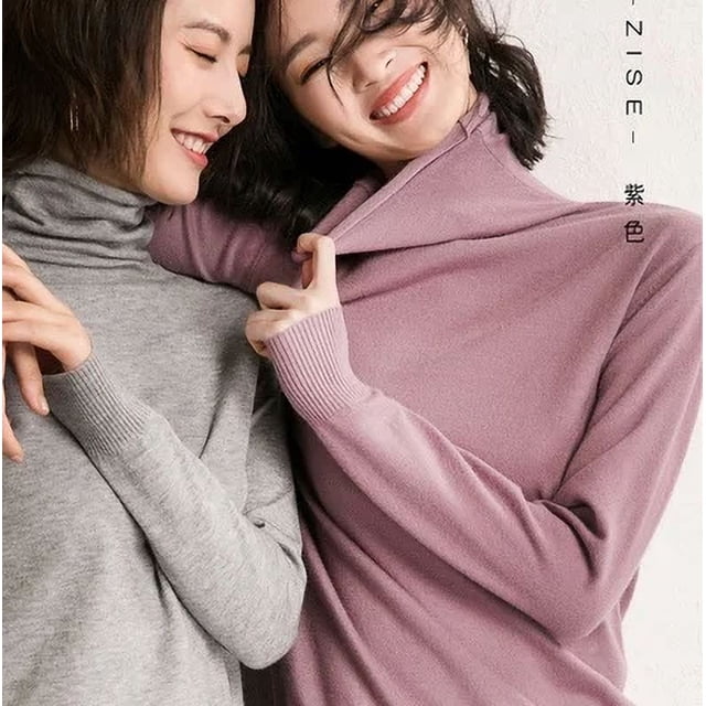 Suéter de mujer Otoño Invierno Cálido Cuello alto Camisas de botones Moda coreana Jerseys de manga larga Encaje Casual Prendas de punto