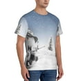 thumbnail image 4 of Yiaed Snowman And Christmas Tree Print Mens Short Sleeve Tight Fit T-Shirt, Crewneck Casual Tee-Medium, 4 of 5